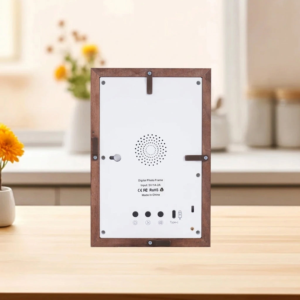 Cadre photo numérique Wi-Fi 7 pouces en bois