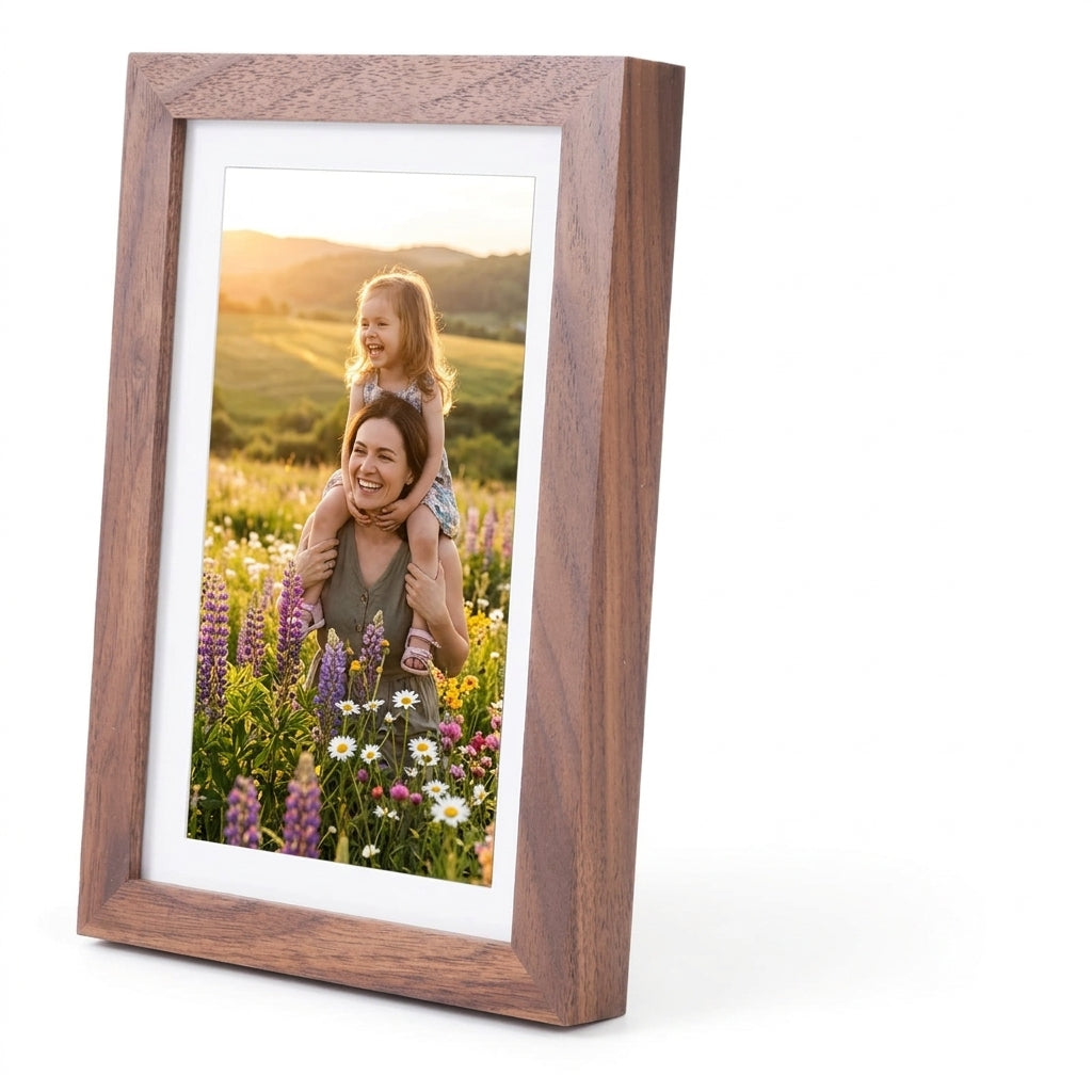 Cadre photo numérique Wi-Fi 7 pouces en bois