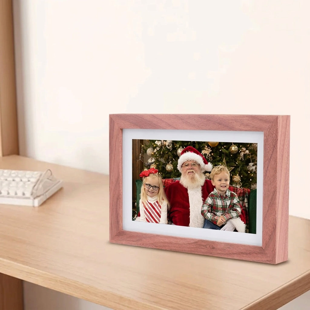 Cadre photo numérique Wi-Fi 7 pouces en bois