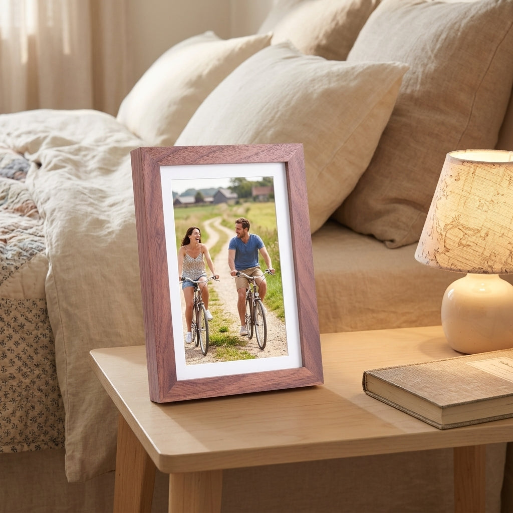 Cadre photo numérique Wi-Fi 7 pouces en bois