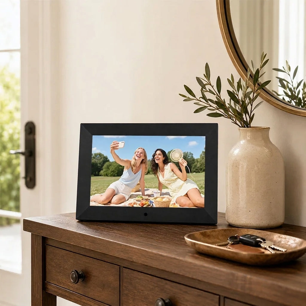 Cadre photo numérique Wi-Fi 7 pouces 32 Go avec haut-parleur