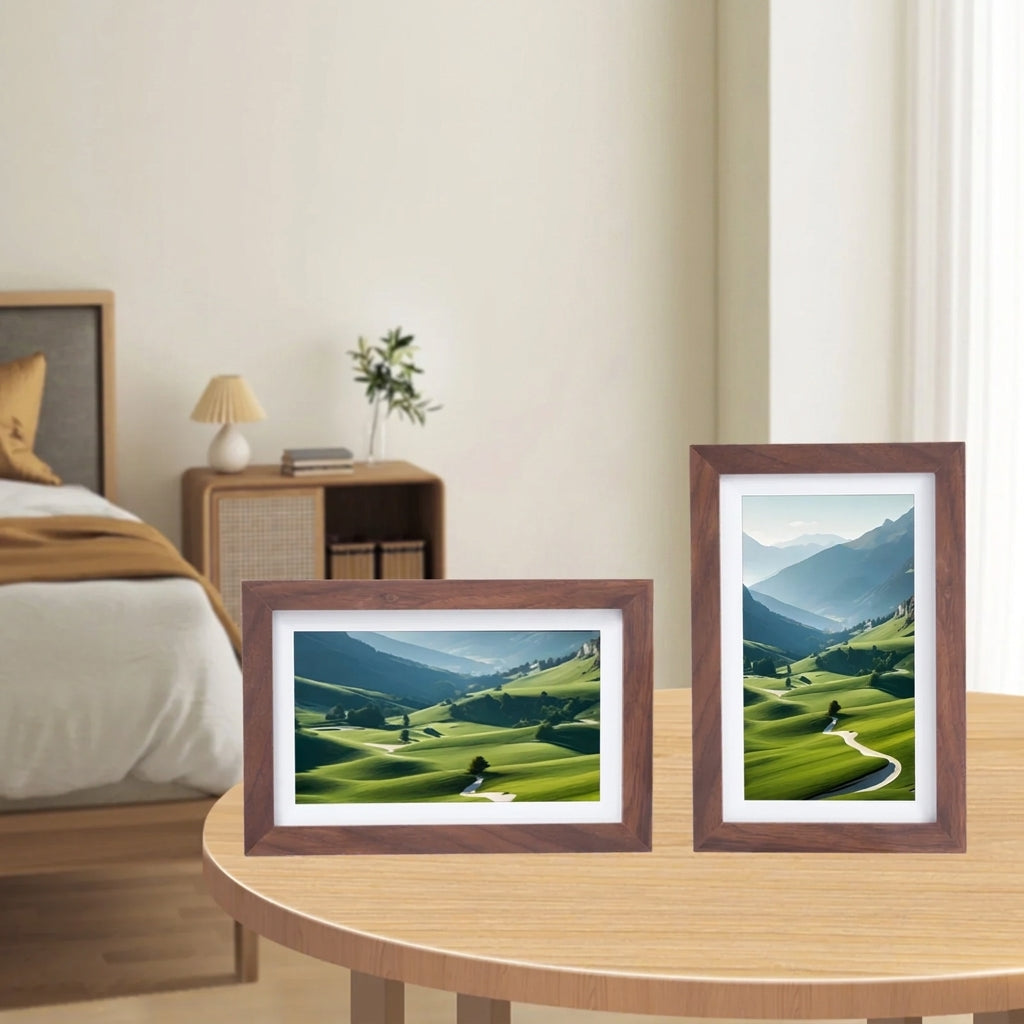 Cadre photo numérique Wi-Fi 7 pouces en bois